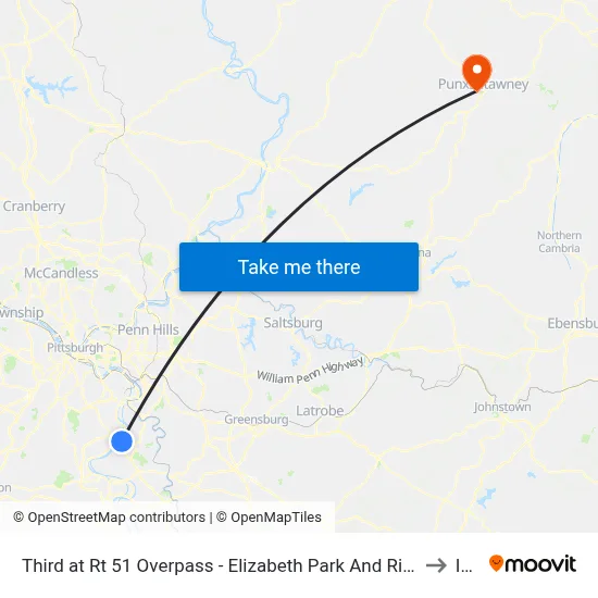 Third at Rt 51 Overpass - Elizabeth Park And Ride to Iup map