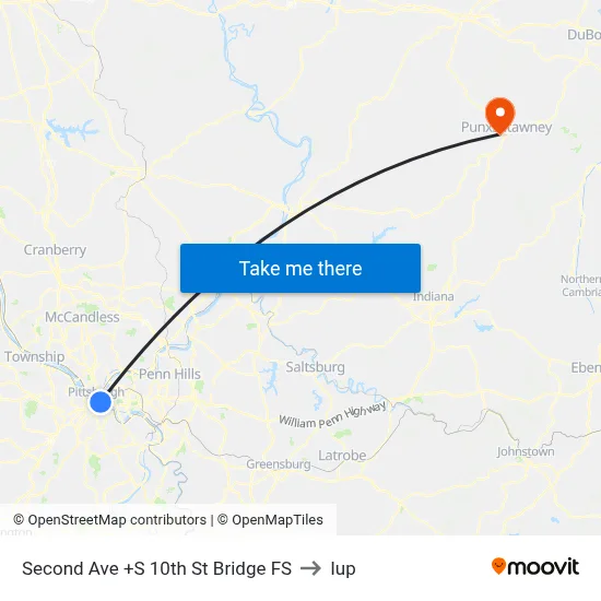 Second Ave +S 10th St Bridge FS to Iup map