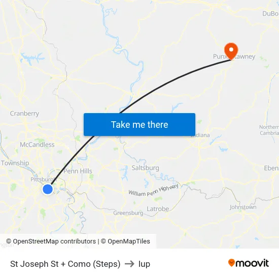St Joseph St + Como (Steps) to Iup map