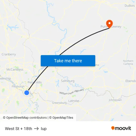 West St + 18th to Iup map