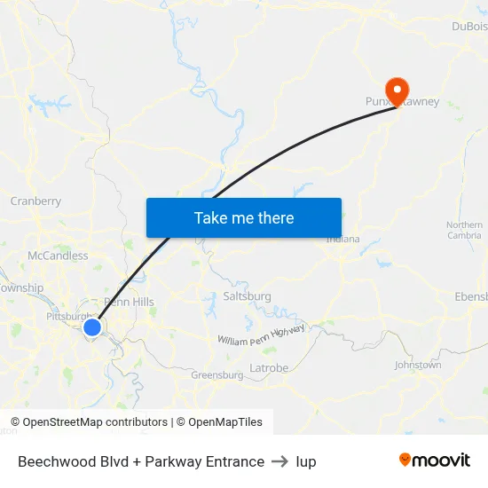 Beechwood Blvd + Parkway Entrance to Iup map