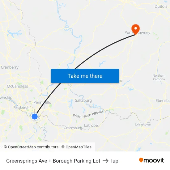 Greensprings Ave + Borough Parking Lot to Iup map
