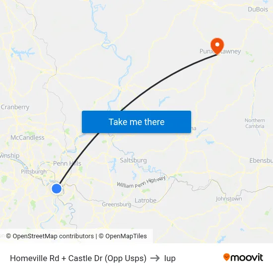 Homeville Rd + Castle Dr (Opp Usps) to Iup map