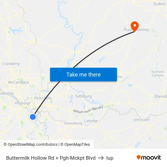 Buttermilk Hollow Rd + Pgh-Mckpt Blvd to Iup map