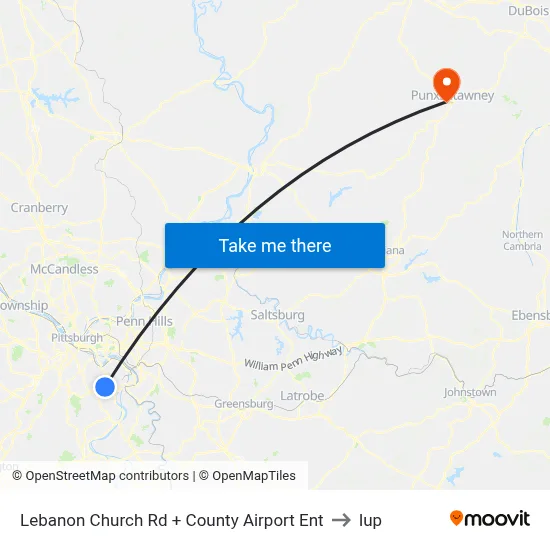 Lebanon Church Rd + County Airport Ent to Iup map