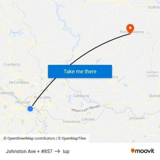 Johnston Ave + #857 to Iup map