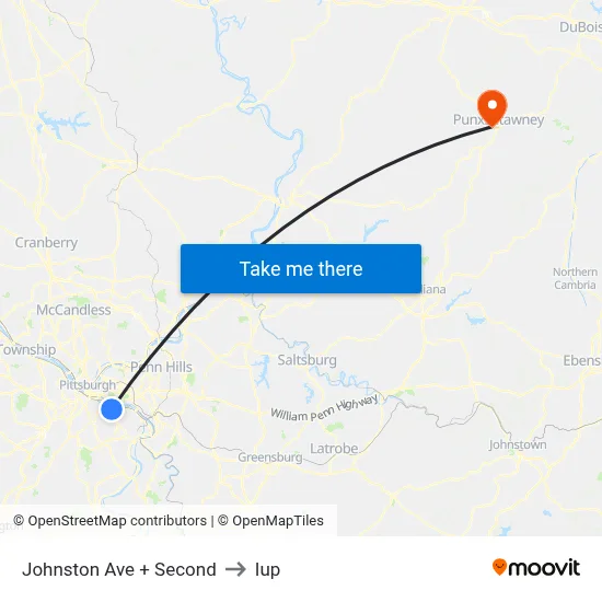 Johnston Ave + Second to Iup map