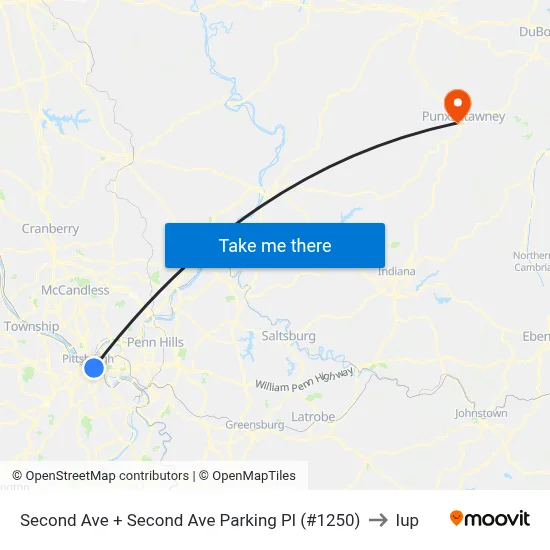 Second Ave + Second Ave Parking Pl (#1250) to Iup map