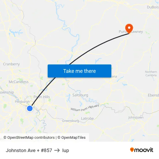 Johnston Ave + #857 to Iup map