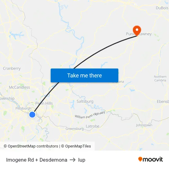 Imogene Rd + Desdemona to Iup map