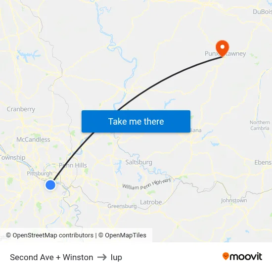 Second Ave + Winston to Iup map