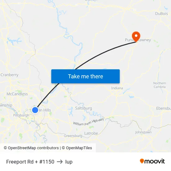 Freeport Rd + #1150 to Iup map