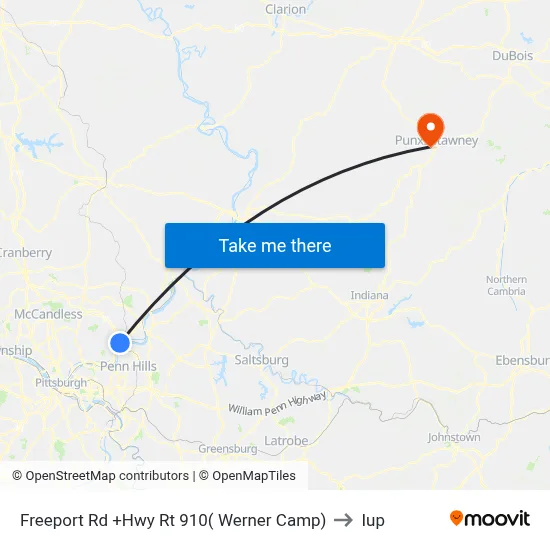 Freeport Rd +Hwy Rt 910( Werner Camp) to Iup map