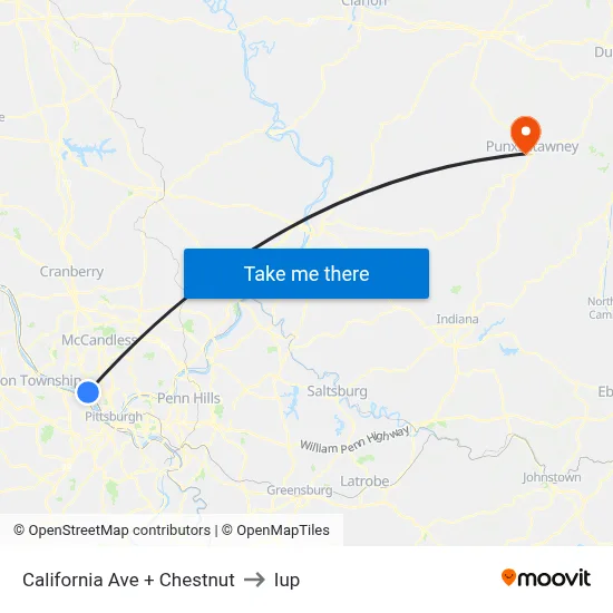 California Ave + Chestnut to Iup map