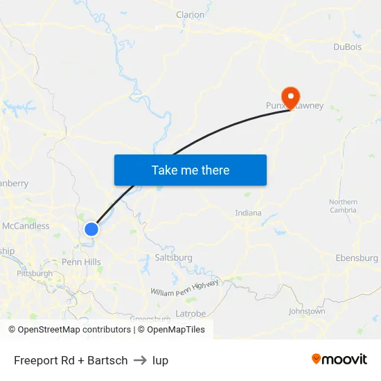 Freeport Rd + Bartsch to Iup map