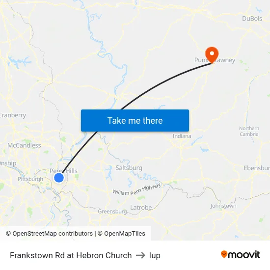 Frankstown Rd at Hebron Church to Iup map