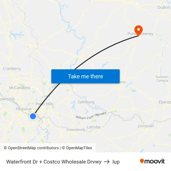 Waterfront Dr + Costco Wholesale Drvwy to Iup map