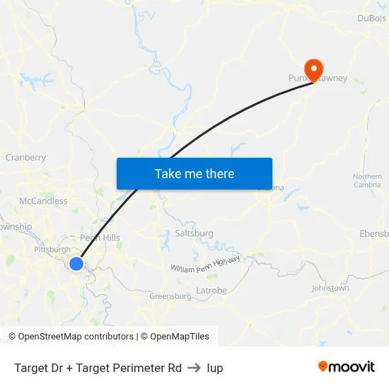 Target Dr + Target Perimeter Rd to Iup map