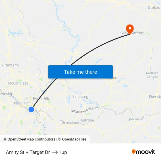 Amity St + Target Dr to Iup map