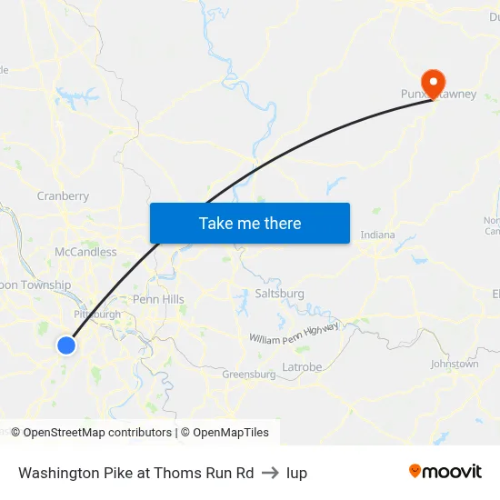 Washington Pike at Thoms Run Rd to Iup map