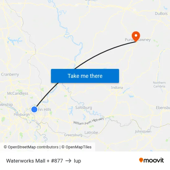 Waterworks Mall + #877 to Iup map