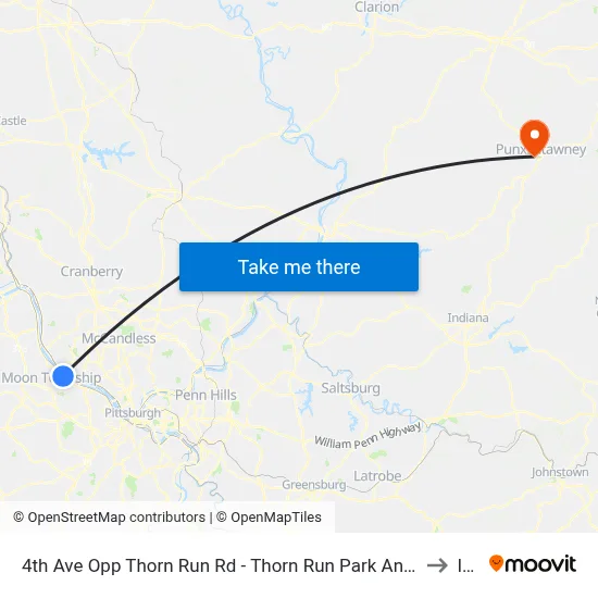 4th Ave Opp Thorn Run Rd - Thorn Run Park And Ride to Iup map