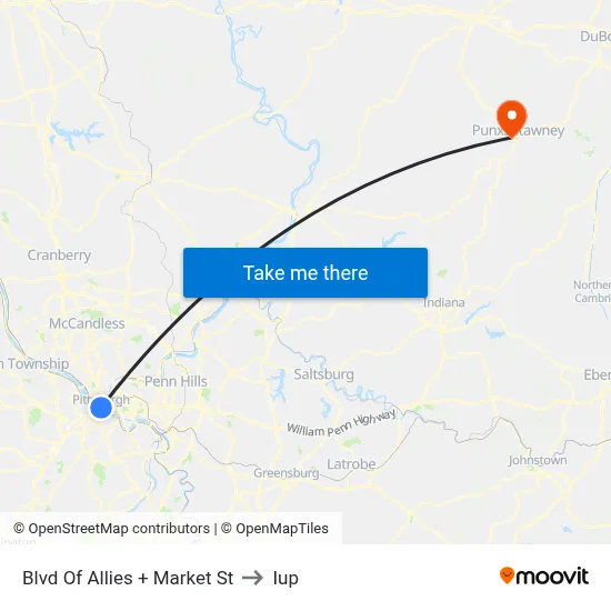 Blvd Of Allies + Market St to Iup map