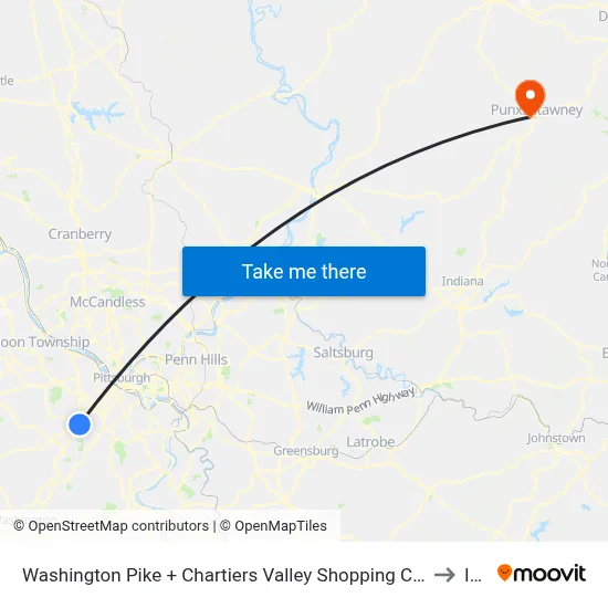 Washington Pike + Chartiers Valley Shopping Center to Iup map