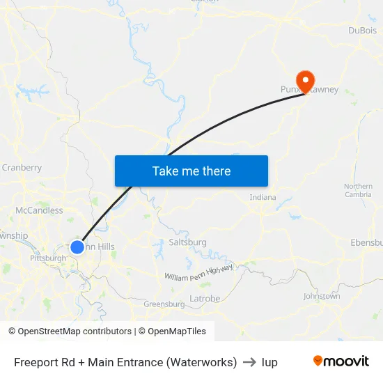 Freeport Rd + Main Entrance (Waterworks) to Iup map