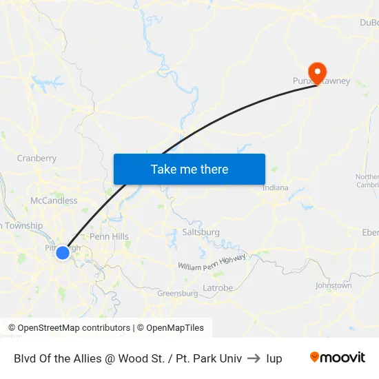 Blvd Of the Allies @ Wood St. / Pt. Park Univ to Iup map
