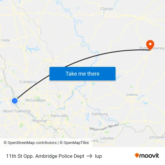 11th St Opp. Ambridge Police Dept to Iup map
