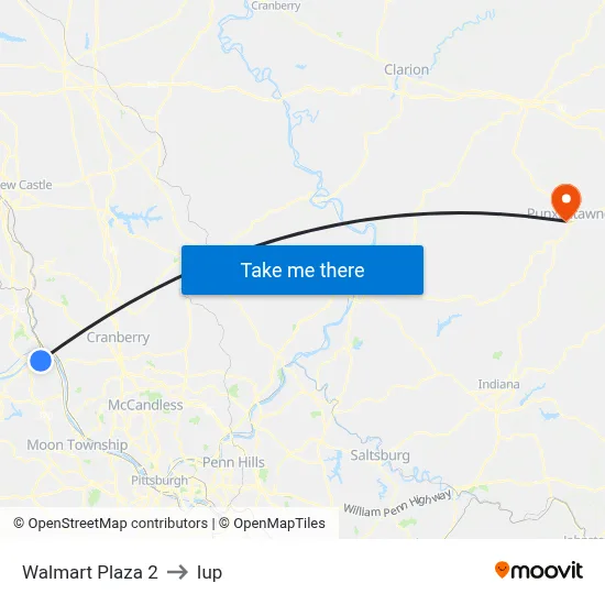 Walmart Plaza 2 to Iup map
