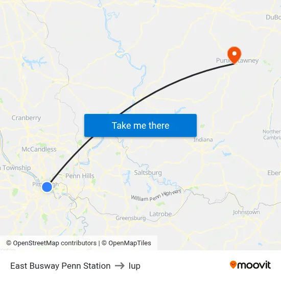 East Busway Penn Station to Iup map