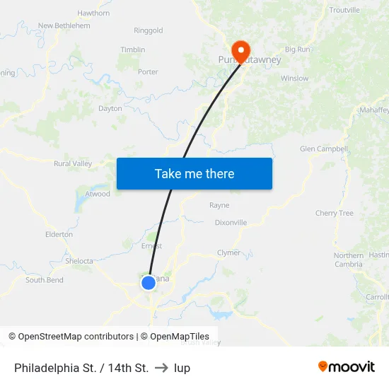 Philadelphia St. / 14th St. to Iup map