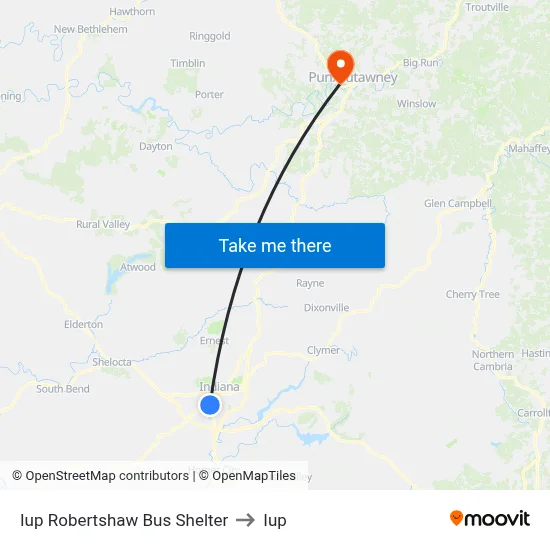 Iup Robertshaw Bus Shelter to Iup map