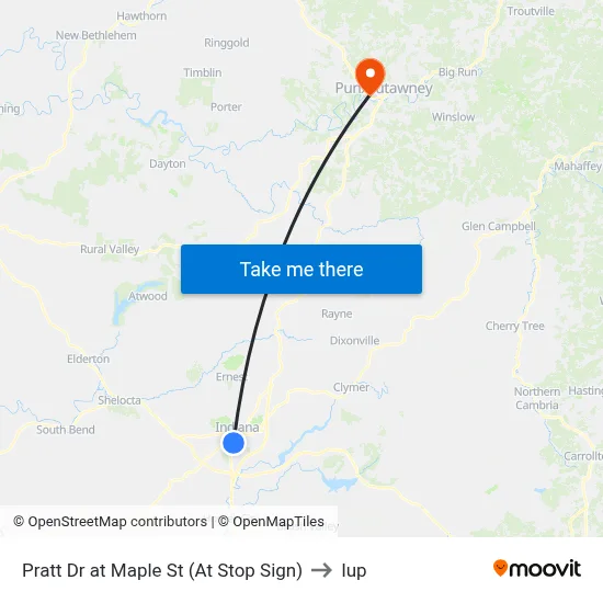 Pratt Dr at Maple St (At Stop Sign) to Iup map