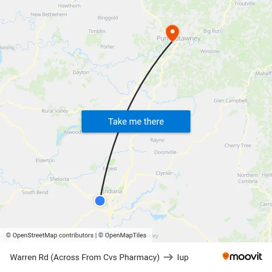Warren Rd (Across From Cvs Pharmacy) to Iup map