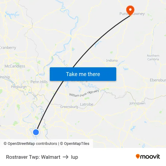 Rostraver Twp: Walmart to Iup map