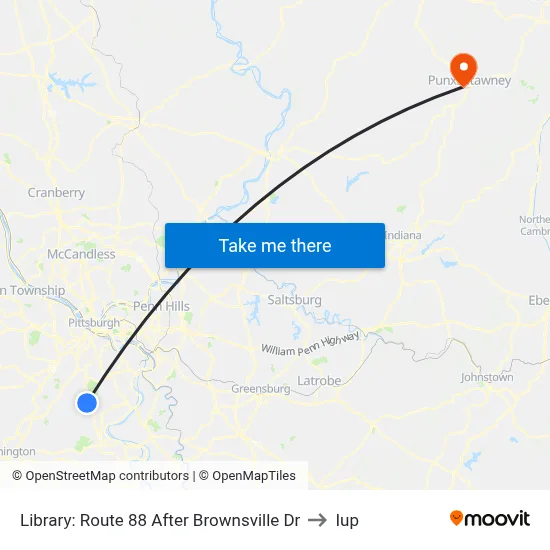 Library: Route 88 After Brownsville Dr to Iup map