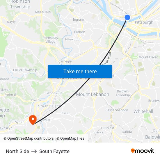 North Side to South Fayette map