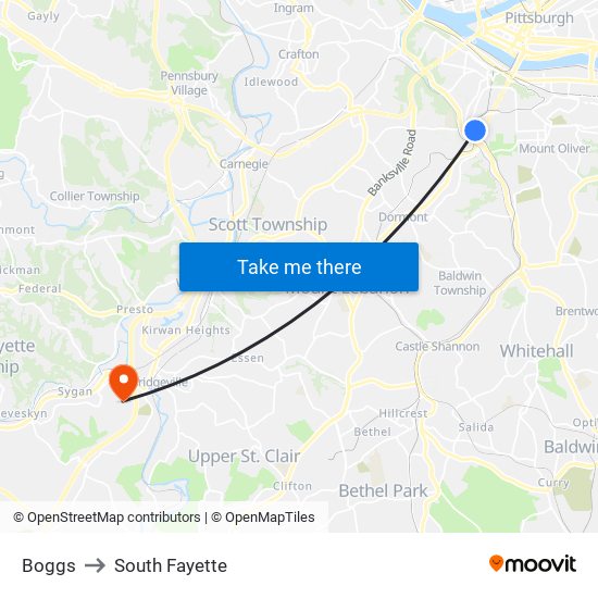 Boggs to South Fayette map