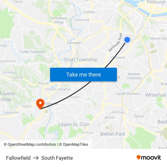 Fallowfield to South Fayette map