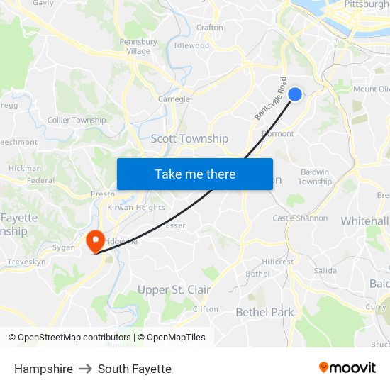 Hampshire to South Fayette map