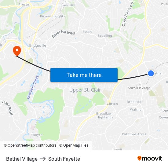 Bethel Village to South Fayette map