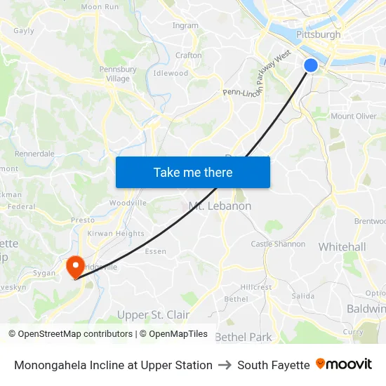 Monongahela Incline at Upper Station to South Fayette map