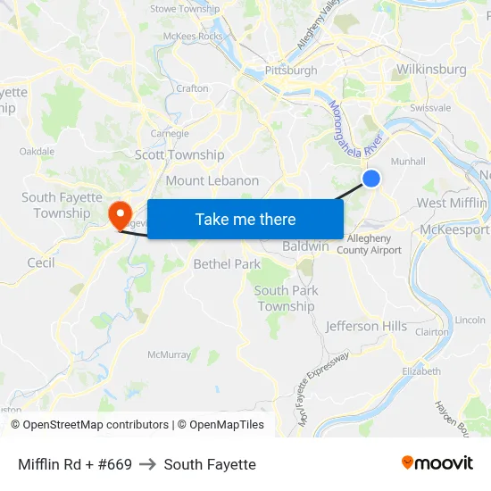Mifflin Rd + #669 to South Fayette map