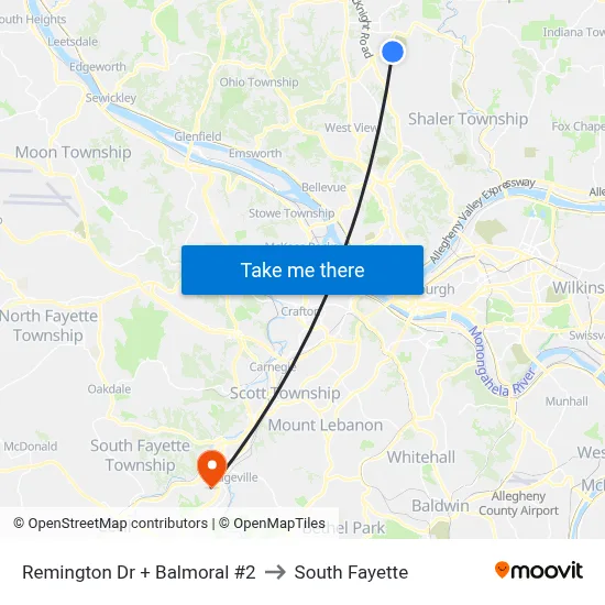 Remington Dr + Balmoral #2 to South Fayette map