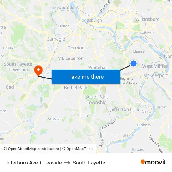 Interboro Ave + Leaside to South Fayette map