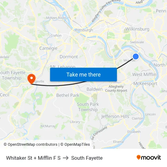 Whitaker St + Mifflin F S to South Fayette map