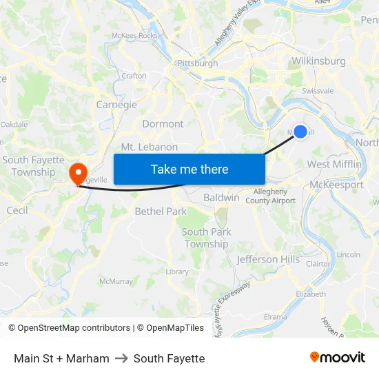 Main St + Marham to South Fayette map
